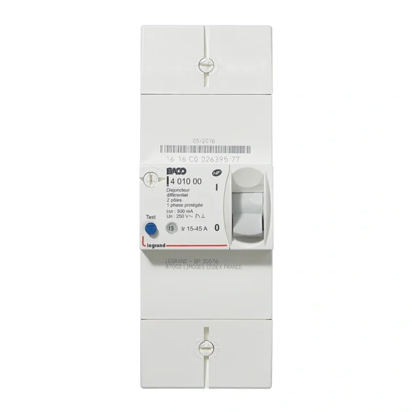 Legrand - Disjoncteur de branchement Enedis bipolaire différentiel 500mA instantané - 45A
